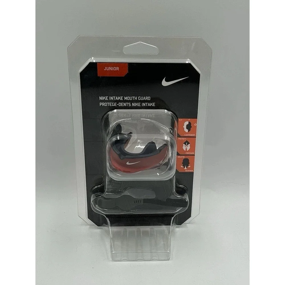 NIKE Red INTAKE MOUTH GUARD JUNIOR NEW IN‎ PACKAGING O-FLOW PATENTED BREATHING